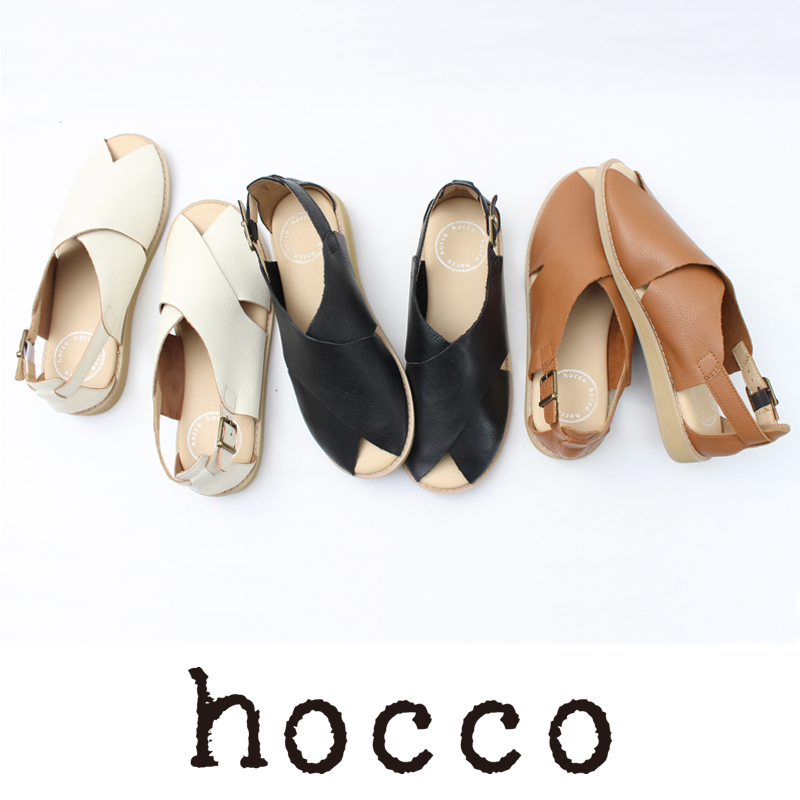 【公式】hocco（ホッコ） レザー（牛本革） 幅広クロスベルトフラットサンダル HC-202 【公式】hocco（ホッコ） 靴  公式通販-レザースリッポン・パンプス、ブーツ 靴一覧 フィットパートナー公式オンラインストア