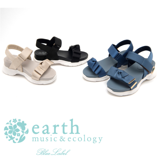 4 21より販売開始 夏の新作 公式 アース ミュージック エコロジー ブルーレーベル リボンスポーツサンダル Em 709