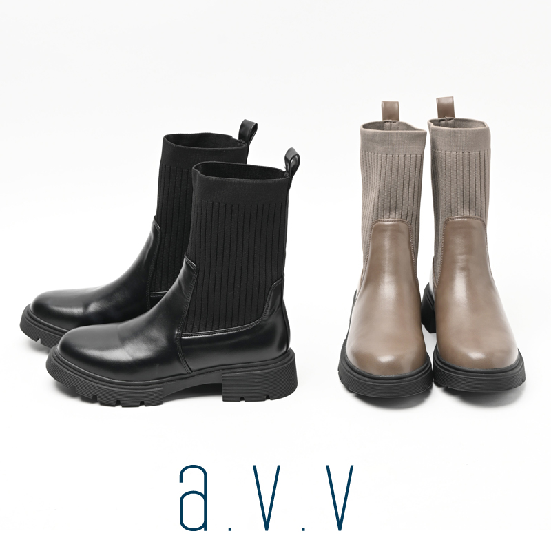 3000円均一セール】 a.v.v（アー・ヴェ・ヴェ） ニットコンビブーツ